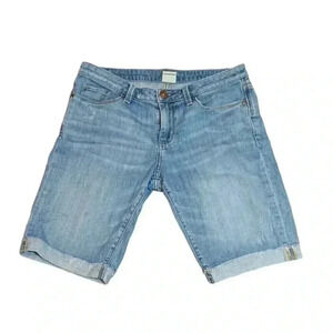 Banana Republic Women's Size 28 Denim Bermuda Shorts Cuffed Distressed Hem